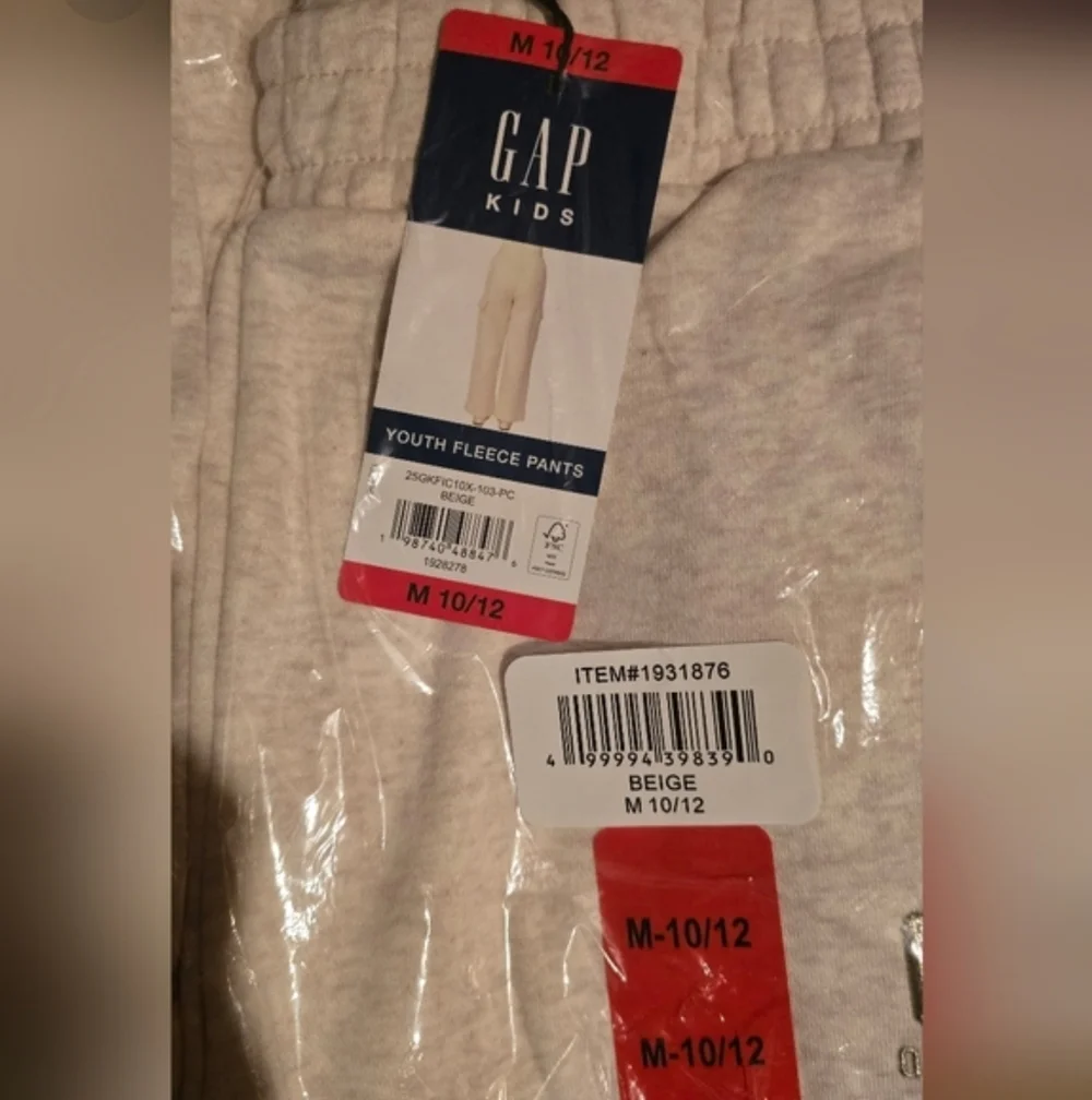 GAP Youth Wide Leg Fleece Pants, Beige